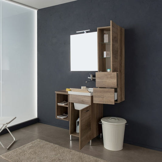 Composizione lavanderia cm 110 Unika con lavatoio modello ONDA 45 X 50