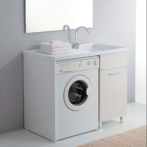 Mobile porta lavatrice con lavatoio vasca in ABS a destra cm 106x60 Medusa