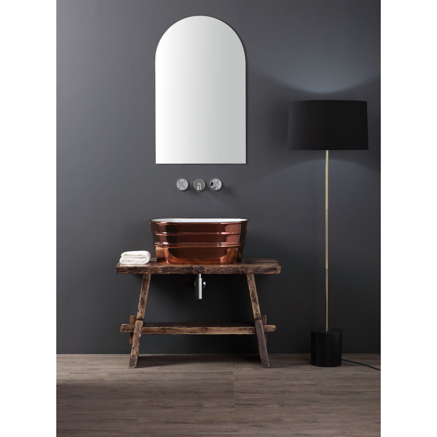 Lavabo appoggio/sospeso ovale Tinozza Rame Lucido