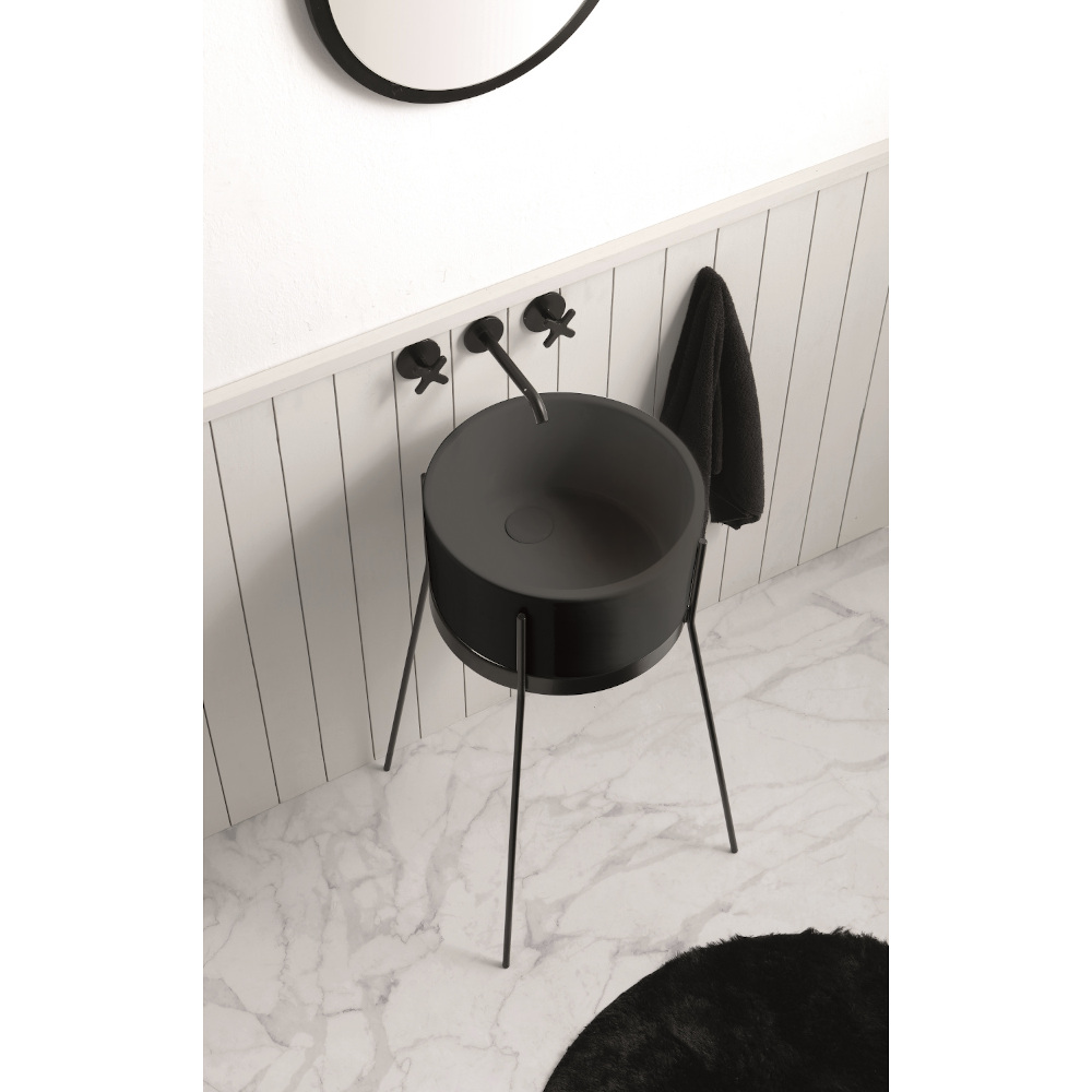 Lavabo con struttura Ibrido Tondo Grigio Cosmo Opaco