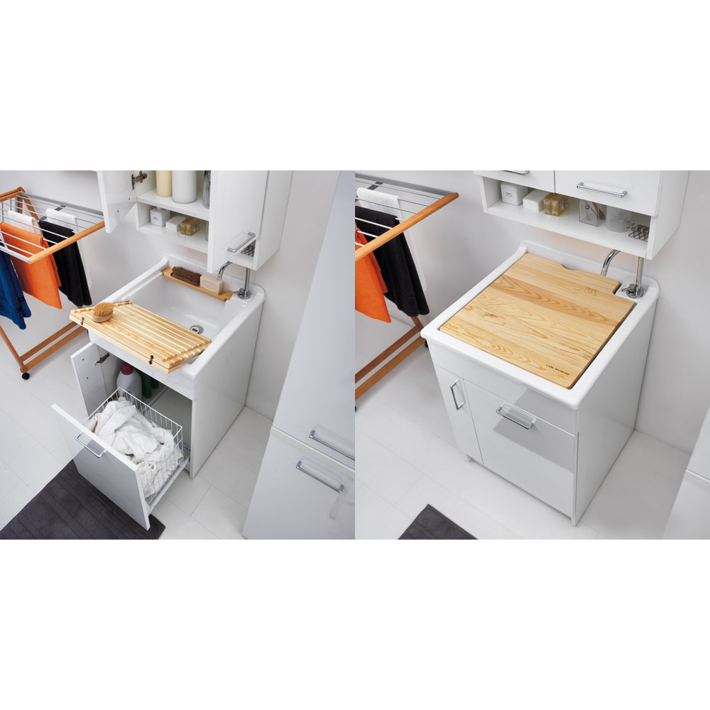 Lavatoio per interni 60x60x86 cm con lavapanni e portabiancheria Jollywash