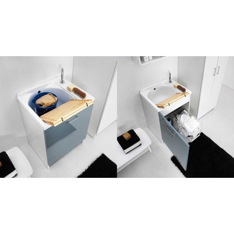 Lavatoio per interni con cesto portabiancheria 65x55xH89 Active Wash Statico