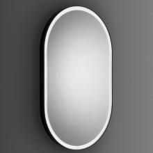 Specchio filo lucido, sagomato 50x90h con cornice in metallo nero verniciato a polvere.