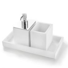 Set 3 pezzi, Dispenser, Bicchiere, Vassoio BeMood bianco